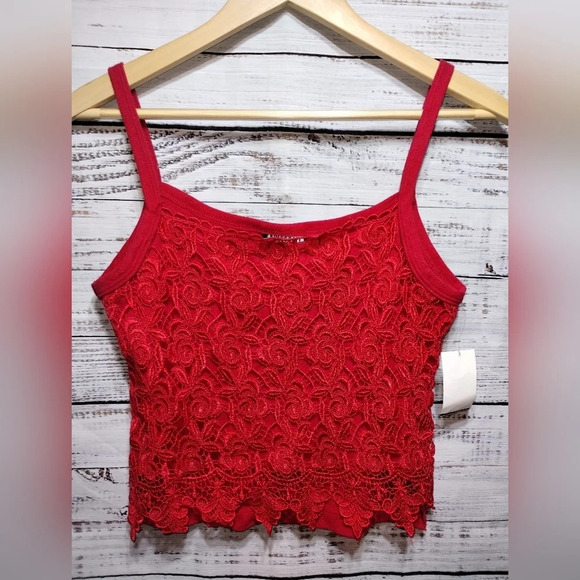 Awesome Lace Crop Tank Red size XL Vintage Deadstock Y2K 90s NWT - Picture 7 of 7